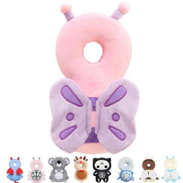 Imagem de Raelitego Mochila protetora de cabeça de bebê para cair, engatinhar e andar, brinquedos essenciais para bebês, capacetes, presentes para amantes de bebês de 0,5 a 2 anos, 6 a 12 meses (rosa, borboleta