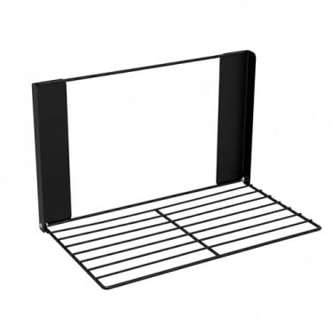 Imagem de LEQ Prateleira magnética dobrável para roupas e toalhas, suporte magnético na máquina de lavar geladeira, suporte dobrável durável para lavanderia, banheiro, cozinha, preto