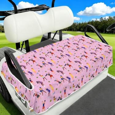 Imagem de Capas de assento de carrinho de golfe, acessórios de carrinho de golfe, toalhas de assento de carrinhos de golfe rosa para mulheres, capas de assento de golfe fofas para carros de clube e mais