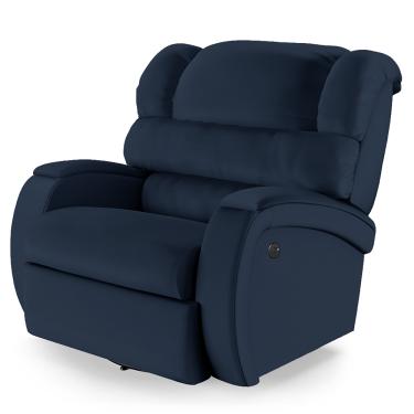 Imagem de Poltrona do Papai Reclinável Napoli Glider Giratória USB PU Azul FH1 - D'Rossi