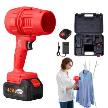 Imagem de Soprador de folhas elétrico sem fio – espanador de limpeza de pátio | soprador de folhas portátil variável com bateria e carregador para grama gramado entrada de garagem pátio jardim acampamento neve