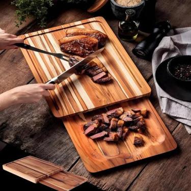 Imagem de Tábua de Churrasco Tramontina 2 em 1 Bandeja Lisa Removível em Madeira