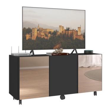 Imagem de Rack Tv Até 32 Polegadas Com Rodízios E Espelhos Mp1076 Preto Preto