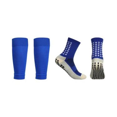 Imagem de Meias De Futebol Antiderrapantes Masculinas E Conjunto De Joelheiras -