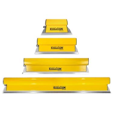 Imagem de Desempenadeira Berox Para Massa Corrida Drywall Pintura 25, 40, 60, 80cm em Aço Inox Lisa Evolution Flexível Profissional Kit - Amarelo