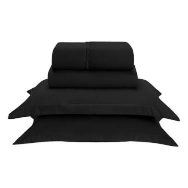 Imagem de Jogo Lençol Cama Elastico 300 fios Varios Tamanhos Fronha Aba Colorido