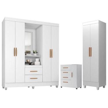 Imagem de Guarda Roupa Casal Capela com Cômoda 4 Gavetas 1 Porta e Armário Multi