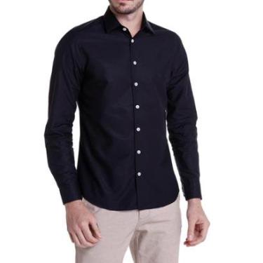 Imagem de Camisa Dudalina Masculina Slim Tricoline Lisa Preta-Masculino