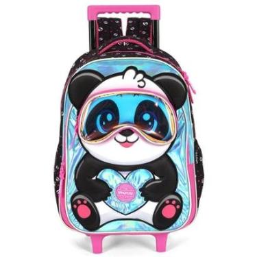 Imagem de Mochila de Rodinhas Com Alça Luxcel Up4You Panda Pink Preto-Feminino