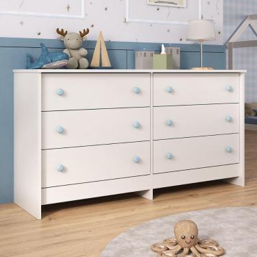 Imagem de Cômoda Infantil 136cm Com 6 Gavetas Multimóveis Mp4336 Branco Branco
