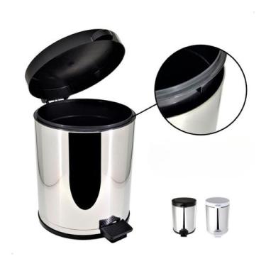 Imagem de Lixeira Banheiro Inox 5 Litros Pedal Cesto Interno Removível - Viel, P