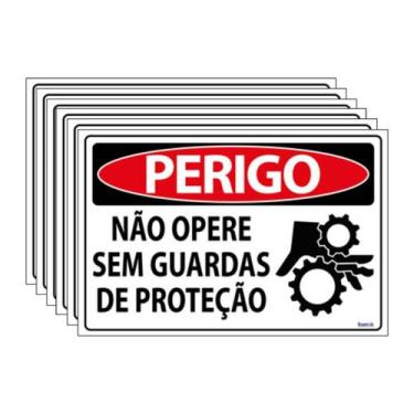 Imagem de Combo 6 Placas De Sinalização Perigo Não Opere Sem Guardas De Proteção
