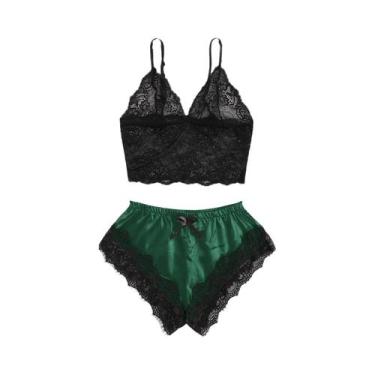 Imagem de Conjunto De Pijama Sexy Em Renda plus Size Para Mulheres, Top Bralette