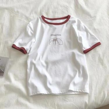 Imagem de Camiseta Feminina Harajuku - Estilo Fofo e Casual com Estampa de Letra