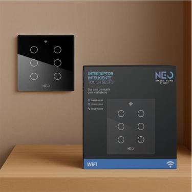 Imagem de Interruptor Inteligente Smart Wi-fi Alexa google 6 Botões 4x4 Bivolt P