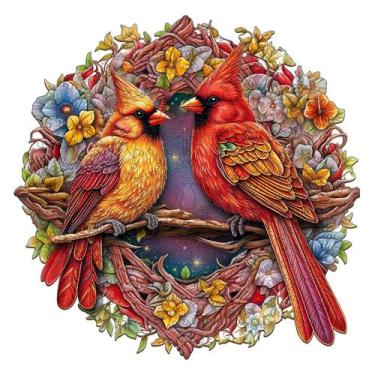 Imagem de Quebra-cabeça de madeira NABYSHOP Cardinal Wood Animal 100 unidades pa