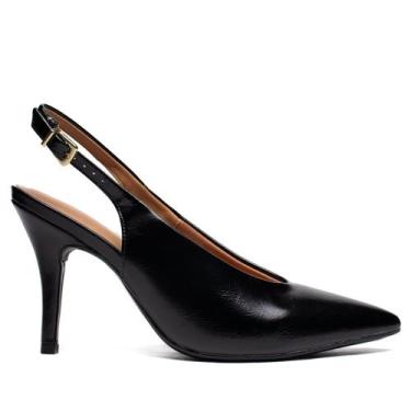 Imagem de Sapato Scarpin Feminino Vizzano Napa Salto Fino Preto, Preto, 34