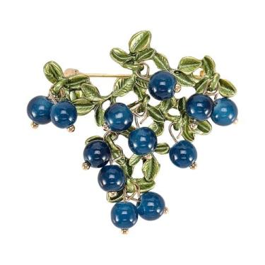 Imagem de Broche De Esmalte Com Ramo De Romã E Strass Unissex Feminino, Alfinete