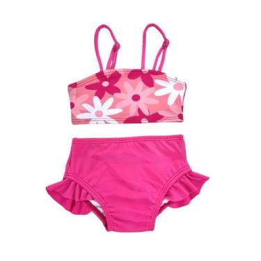 Imagem de Biquíni Top Faixa Estampada + Calcinha Lisa - Catarinense, Floral rosa