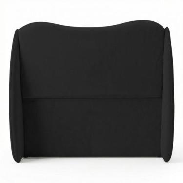 Imagem de Cabeceira Orgânica Para Cama Box Casal Padrão Luma 140cm Bouclê Preto 