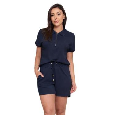 Imagem de Conjunto Feminino Soraia De Bermuda E Blusa MPR Original Promoção, Azu