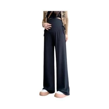 Imagem de Calças De Maternidade Petite Com Cordão, Corte Reto E Perna Larga, Uso