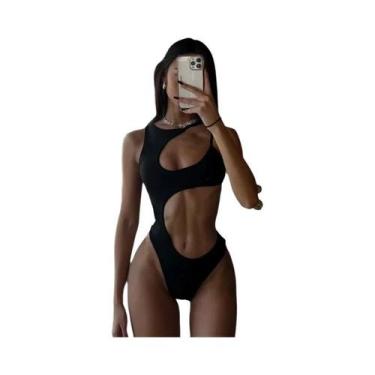 Imagem de Maiô Feminino Sensual Sem Mangas Com Recortes, Peça Única De Cintura A