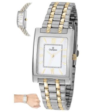 Imagem de Relógio Champion Feminino Ref: Ch22395b Retangular Bicolor