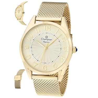 Imagem de Relógio Champion Feminino Ref: Cn24459g Casual Mesh Dourado