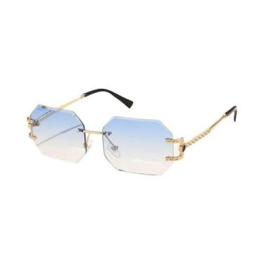 Imagem de Óculos De Sol Retro Sem Armação Para Mulheres, Marca Designer, Lentes 