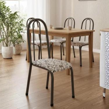 Imagem de Kit Conjunto Jogo De 4 Cadeiras Sala De Jantar Cozinha Aço Metal - MAD