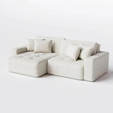 Imagem de Sofá Cama Luxo Estocolmo Sem Caixa 2,76m em Linho Cor:Off White Giz - 