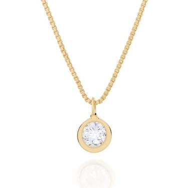 Imagem de Gargantilha Rommanel corrente e pingente cristal solitário ponto de lu