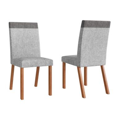 Imagem de Conjunto 2 Cadeiras Estofadas Linho Madeira Macica Alice Moveis Zamarchi