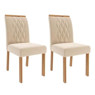 Imagem de Kit 2 Cadeiras Estofadas Madeira Tauari 20221 Suede MOLCI