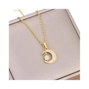 Imagem de Colar Feminino Com Pingente De Cristal De Zircônia Banhado a Ouro 18K,