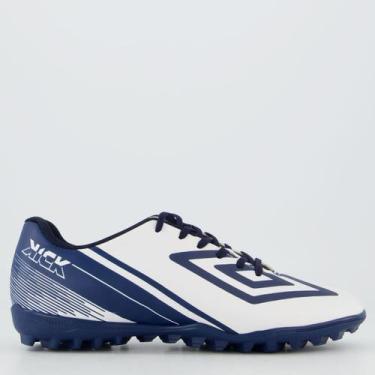 Imagem de Chuteira Umbro Kick Society Branca e Azul Marinho, 41