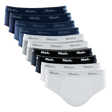 Imagem de Kit 10 Cuecas Slip Alg El D, Mash, Masculino, Branco/Preto/Cinza Mescla Claro/Azul Clar...