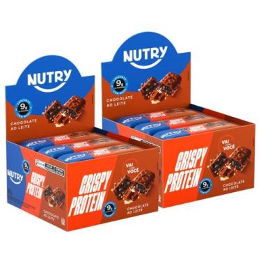Imagem de 2x Barra de Proteínas Nutry Crispy Protein Chocolate ao Leite 12 Unida
