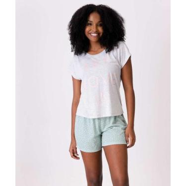 Imagem de Pijama Feminino Estampado Manga Curta Marisa-96008, Cinza, Verde, GG