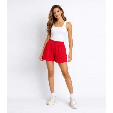 Imagem de Shorts Feminino Cós Com Elástico Infinita Cor Vermelho, P, Vermelho