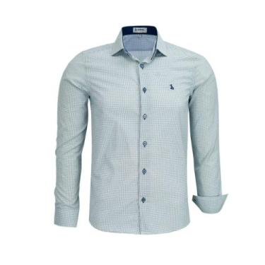 Imagem de Camisa Social Amil Masculina Micro Xadrez Sem Bolso Manga Longa Elegan