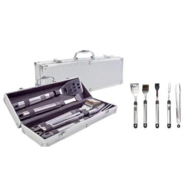 Imagem de Kit p/churrasco prata em aco inoxidavel - kit c/6 pc - Cromus