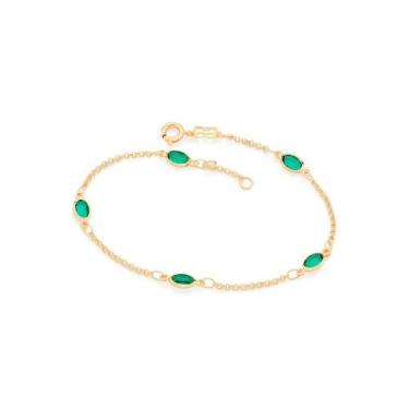 Imagem de Pulseira Rommanel Joias Cristais Fio Elo Português 19 Cm Ajustavel