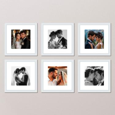 Imagem de Kit 6 Quadros Decorativos Personalizados Foto Moldura Vidro Cor:moldura Branca;título:30x30 Com Vidro Acrílico