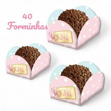 Imagem de Chá de Bebê Revelação 40 Forminha Brigadeiro Docinhos - Lazer e Estilo