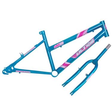 Imagem de Quadro Com Garfo em Aço Carbono Bicicleta Ultra Bike Marcha Aro 20 Azul Bebê