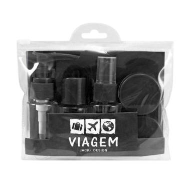 Imagem de Kit Frascos para Viagem Jacki Design 7 Peças Preto Akm20903