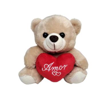 Imagem de Urso De Pelúcia com Coração Amor Love Namorados - Fizzy, Marrom claro
