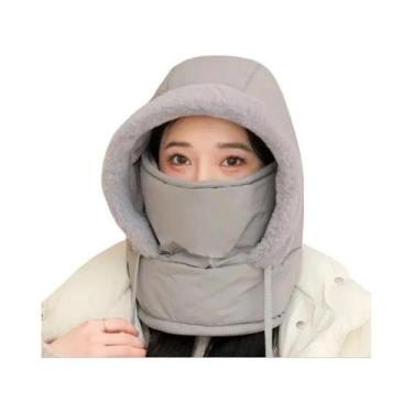 Imagem de Gorro Térmico Grosso De Inverno Com Forro Acolchoado E Máscara Facial 